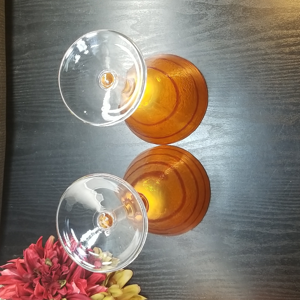 Hand Blown Red & Orange Margarita Glasses - Picture 3 of 12